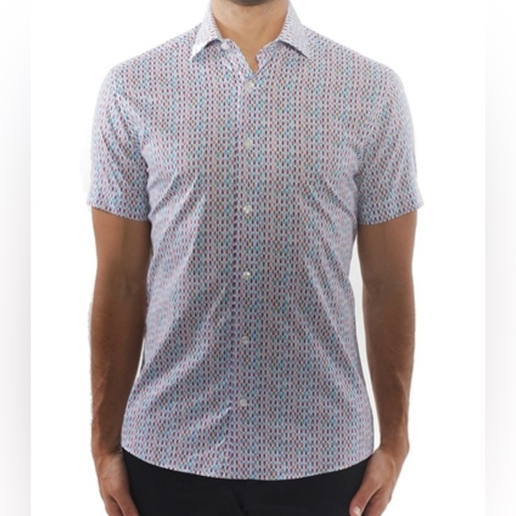 BERTIGO SHORT SLEEVE SHIRT DAIMON Bright Multicolor Pattern Men’s Size Large - Picture 2 of 13